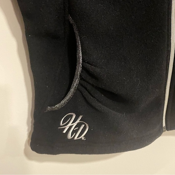 HARLEY DAVIDSON Fleece Embroidered Full Zip Jacket - Black Size Medium - Picture 3 of 10